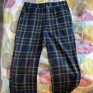 plaid pants with a boot cut bottom